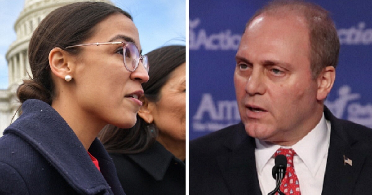 Rep. Alexandria Ocasio-Cortez, left; and Rep. Steve Scalise, right.