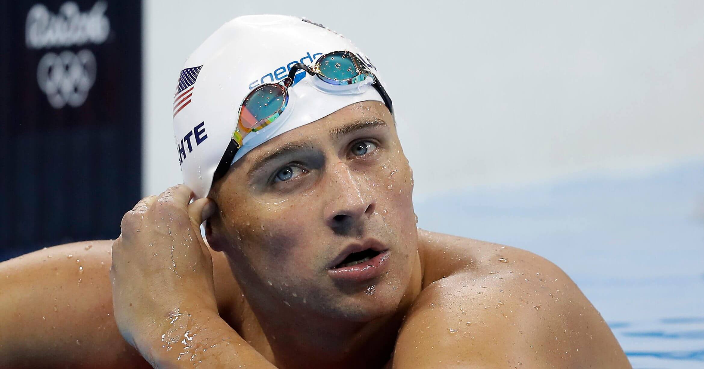 United States' Ryan Lochte checks his time in a men's 4x200-meter freestyle heat at the 2016 Summer Olympics, in Rio de Janeiro, Brazil.