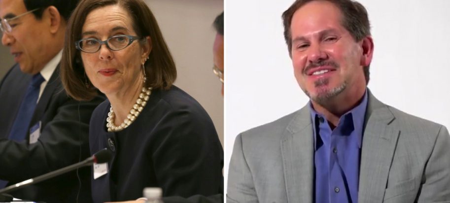 Kate Brown and Knute Buehler