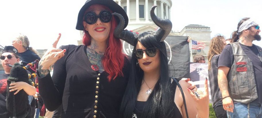 A group of Satanic Temple members rallied in Arkansas.