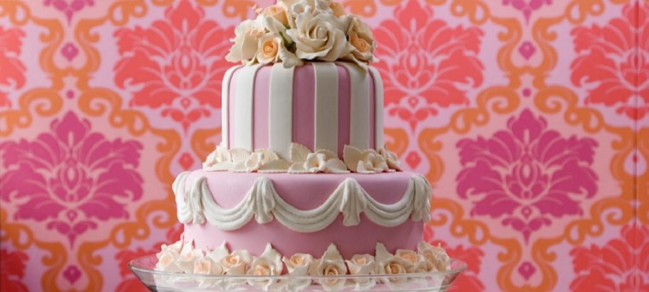 Pink wedding cake