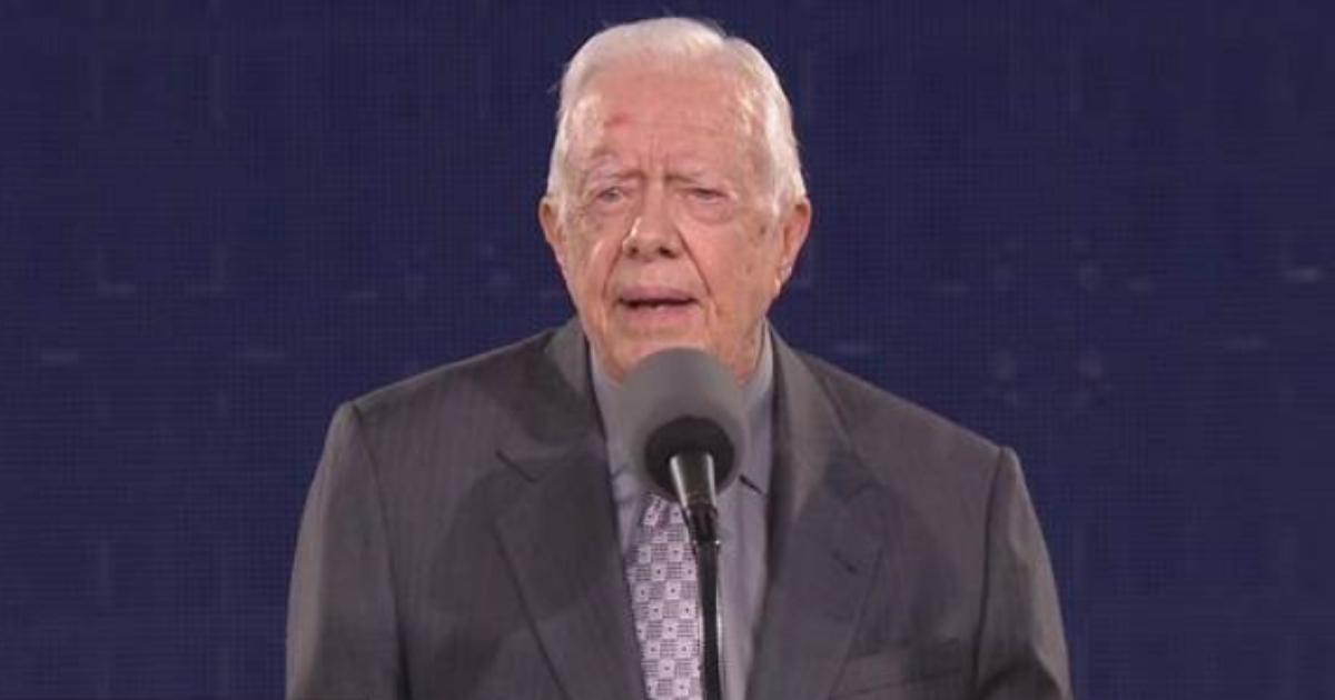 Former President Jimmy Carter during a speech at his presidential library.