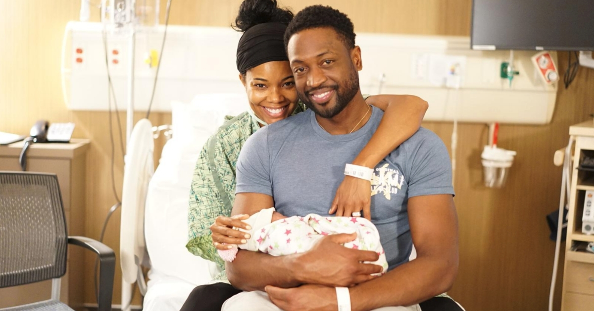 Dwayne Wade and Gabrielle Union with their baby girl.