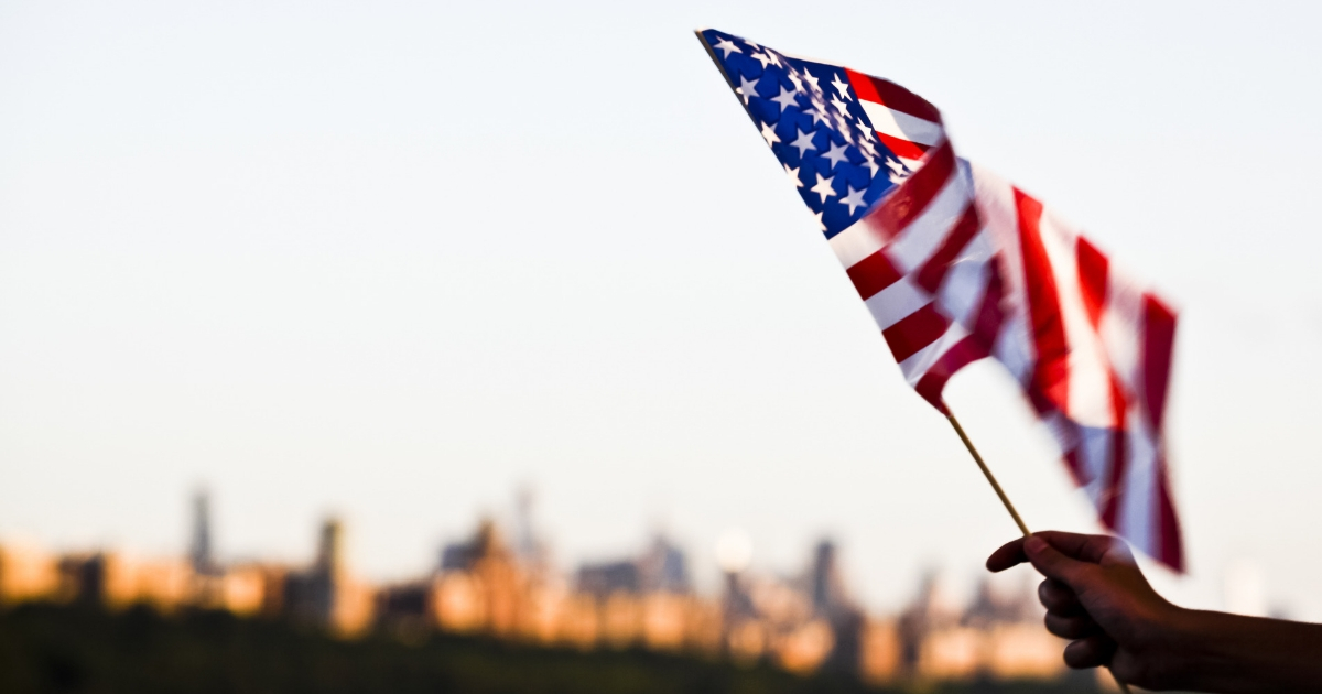 American flag on the Hudson River