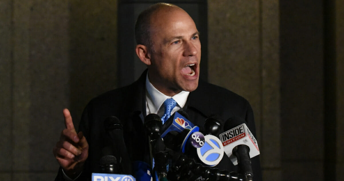 Michael Avenatti, the former lawyer for adult film actress Stormy Daniels and a fierce critic of President Donald Trump, speaks to the media after being arrested for allegedly trying to extort Nike for $15-$25 million on March 25, 2019 in New York City. (Stephanie Keith / Getty Images)