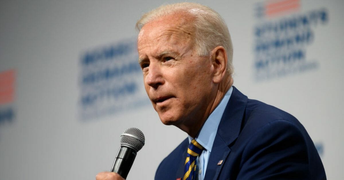 Democratic presidential candidate and former Vice President Joe Biden speaks on stage at the Iowa Events Center on Aug. 10, 2019, in Des Moines.