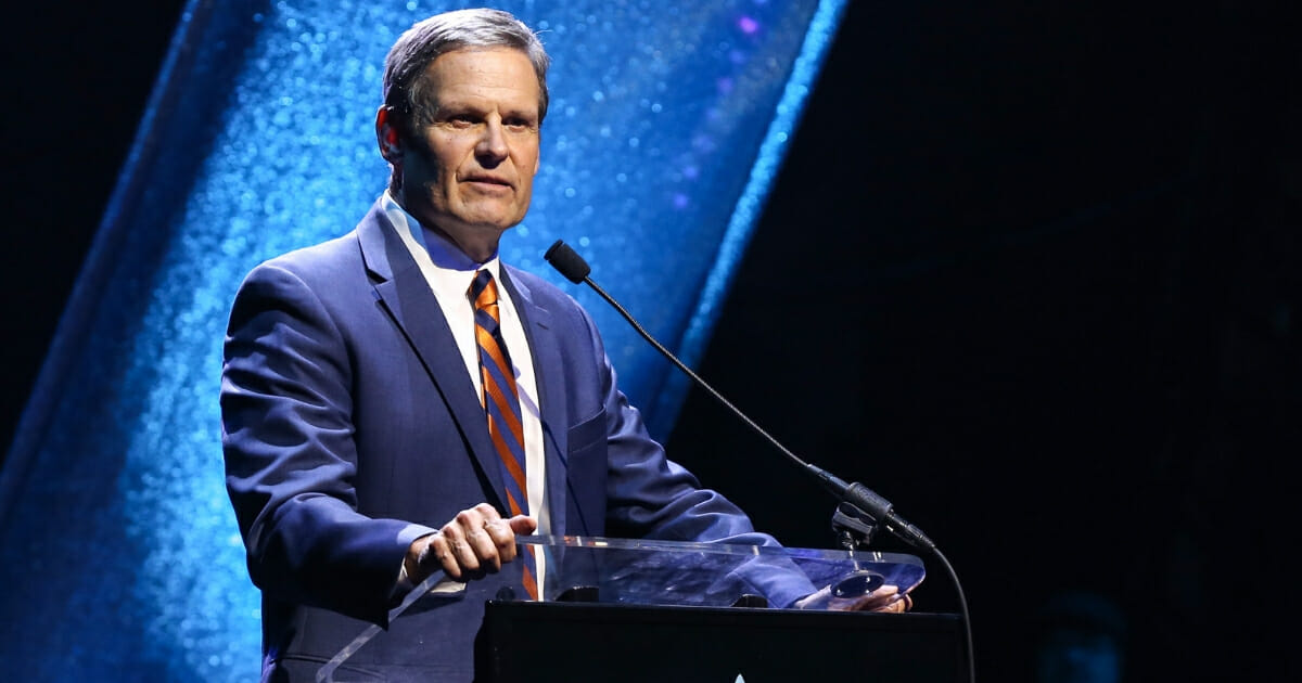 Tennessee Gov. Bill Lee speaks during the 6th Annual GMA Honors and Hall of Fame Ceremony at Lipscomb University on May 8, 2019, in Nashville, Tennessee.