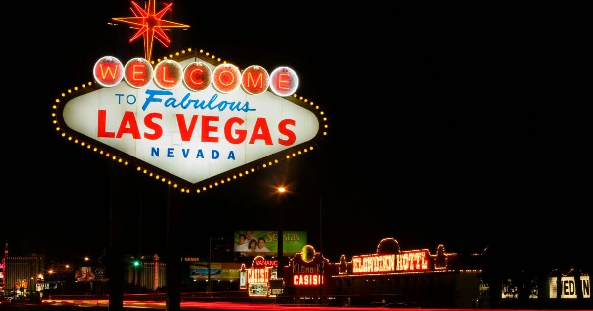 The image above shows a welcome sign lit up in Las Vegas.