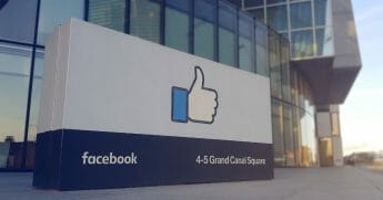 A close-up of a sign outside Facebook's offices in Dublin.