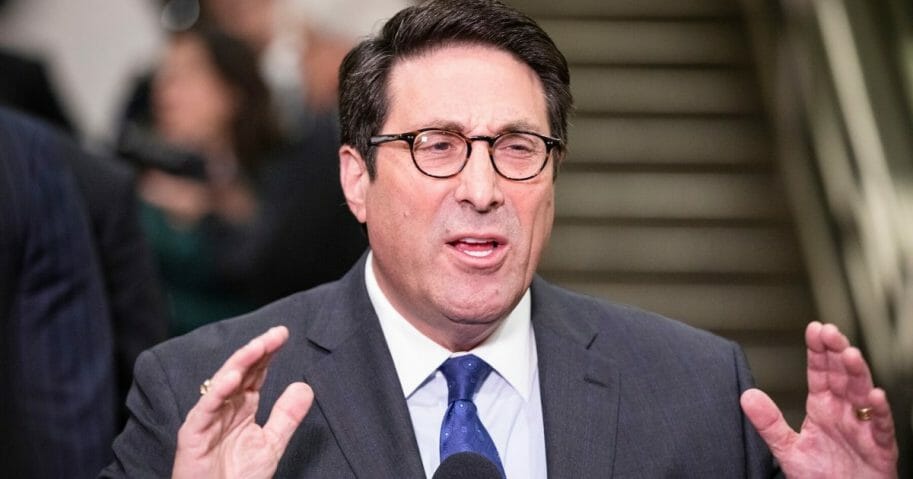 Jay Sekulow, a member of President Donald Trump's defense team, speaks to journalists in the Senate subway during a short recess in the Senate impeachment trial of Trump on Jan. 24, 2020, in Washington, D.C.