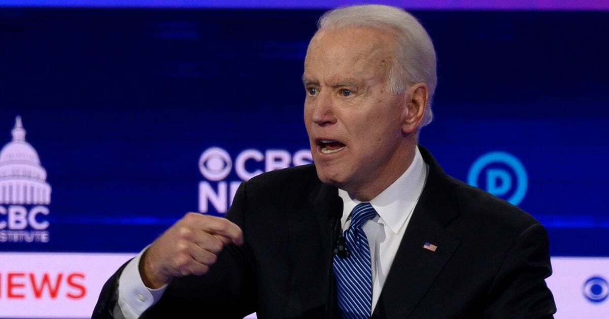 Democratic presidential hopeful former Vice President Joe Biden participates in the tenth Democratic primary debate of the 2020 presidential campaign season co-hosted by CBS News and the Congressional Black Caucus Institute at the Gaillard Center in Charleston, South Carolina, on Feb. 25, 2020.