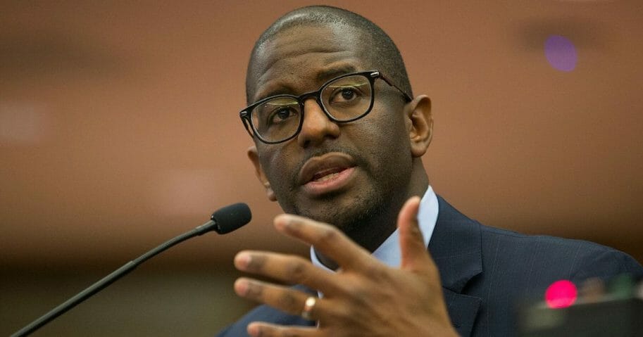 Andrew Gillum speaks at the Broward County Governmental Center on May 6, 2019, in Fort Lauderdale, Florida.