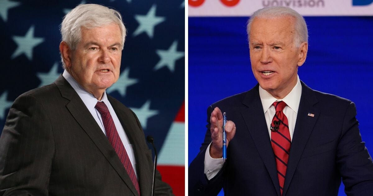 Former House Speaker Newt Gingrich, left; and former Vice President Joe Biden, right.