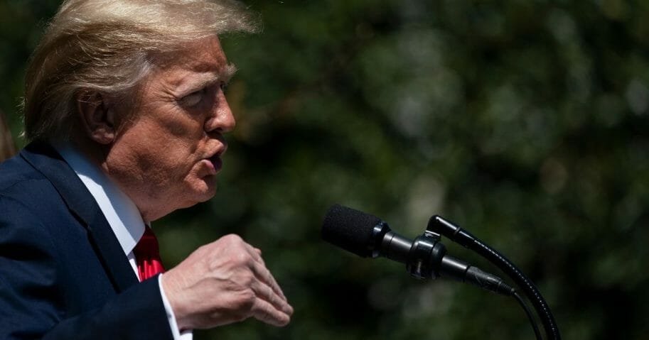 President Donald Trump speaks during a tree-planting ceremony in recognition of Earth Day and Arbor Day on the South Lawn of the White House on April 22, 2020.