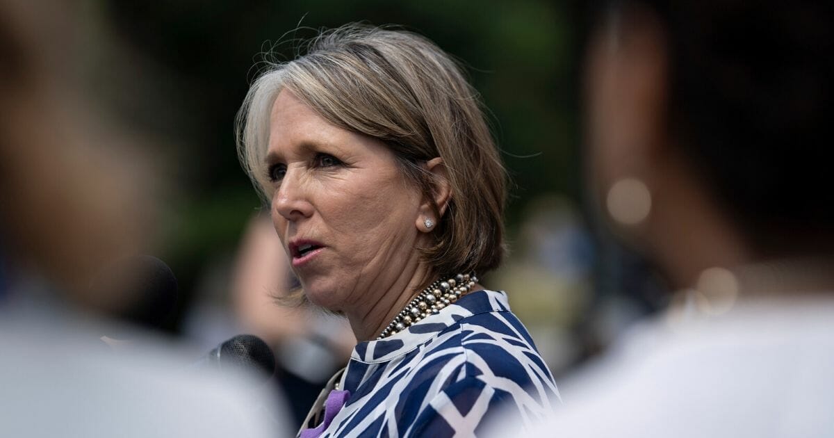Democratic New Mexico Gov. Michelle Lujan Grisham, then a representative for the state’s 1st Congressional District, speaks during a news conference on immigration outside the U.S. Capitol on June 13, 2018, in Washington, D.C.