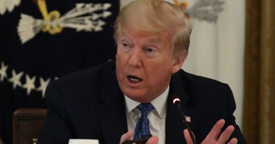 President Donald Trump speaks during a meeting with his Cabinet in the East Room of the White House on May 19, 2020, in Washington, D.C.