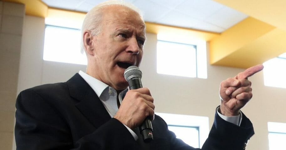 Former Vice President Joe Biden speaks during a Democratic presidential primary campaign event in Dubuque, Iowa, on Feb. 2, 2020.