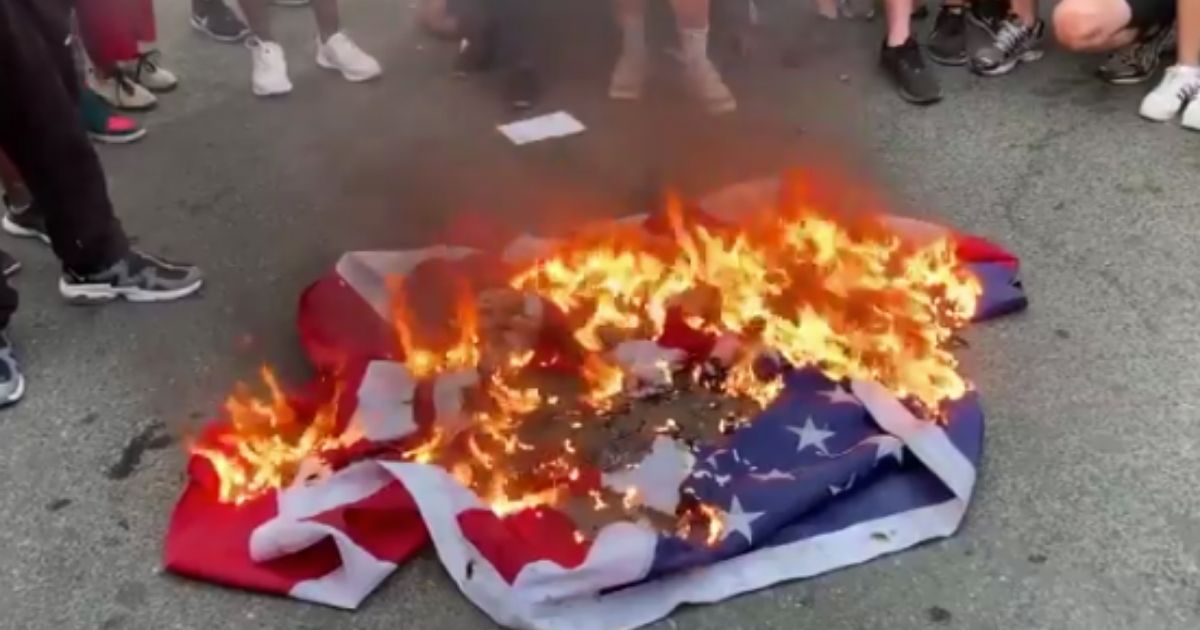Leftists Celebrate Independence Day By Burning American Flag Outside Of White House 
