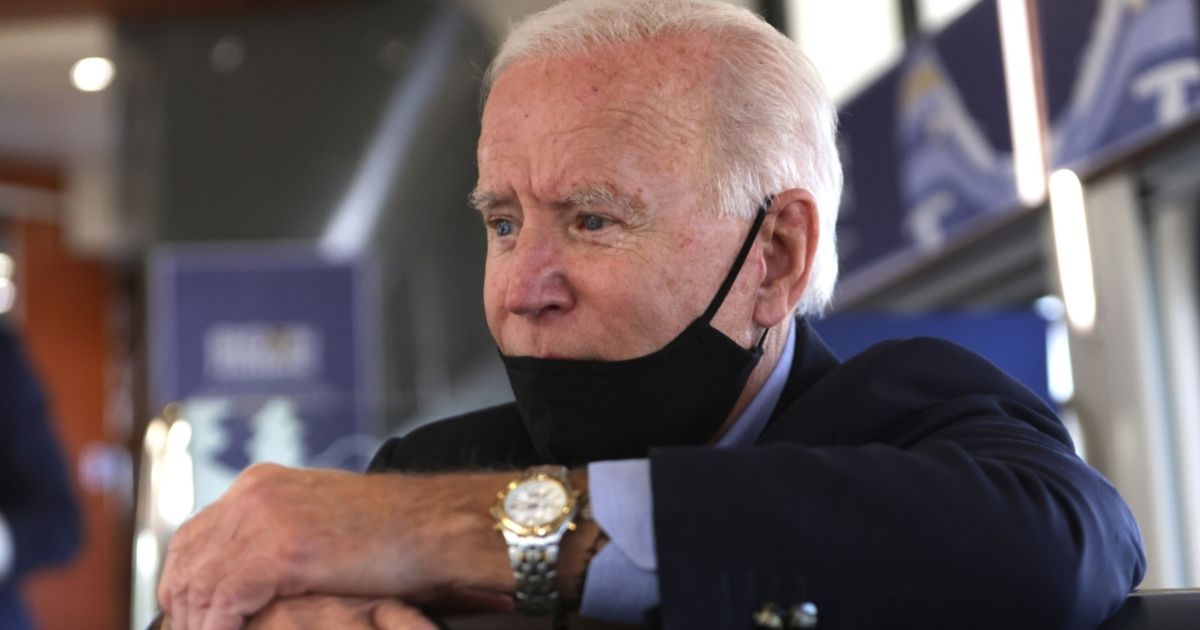 AMBRIDGE, PENNSYLVANIA - SEPTEMBER 30: Democratic presidential nominee Joe Biden talks to supporters on his campaign train September 30, 2020 in Ambridge, Pennsylvania. Biden was on a day-long rail trip across Ohio and Pennsylvania following last night's debate with President Donald Trump.