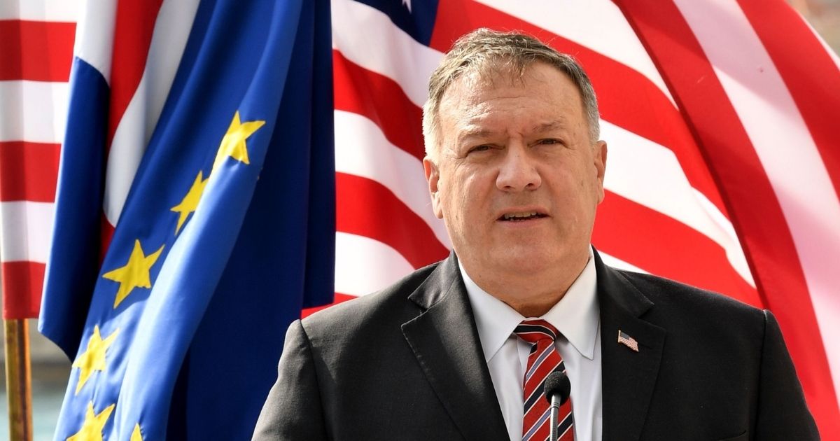 U.S. Secretary of State Mike Pompeo speaks during a joint press conference with Croatia's Prime Minister in Dubrovnik on Oct. 2, 2020, as part of Pompeo's six-day trip to Southern Europe. (Photo by Elvis Barukcic / AFP via Getty Images)