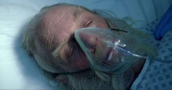 A gravely ill 'Santa' receives oxygen in the hospital as part of a Christmas television ad from Great Britain's National Health Service.