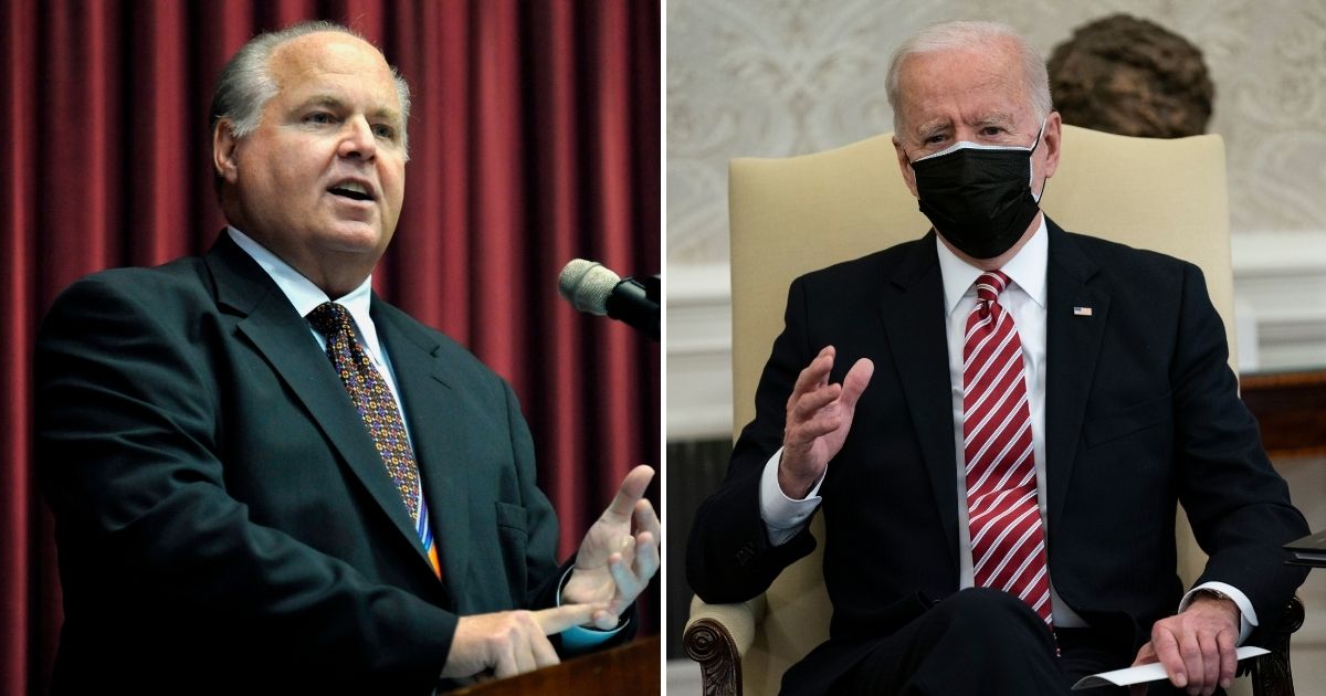 Conservative radio icon Rush Limbaugh, who unbeknownst to fans at the time was in his final days, used his last social media post to take a shot at President Joe Biden for canceling a speech due to a couple of inches of snow.