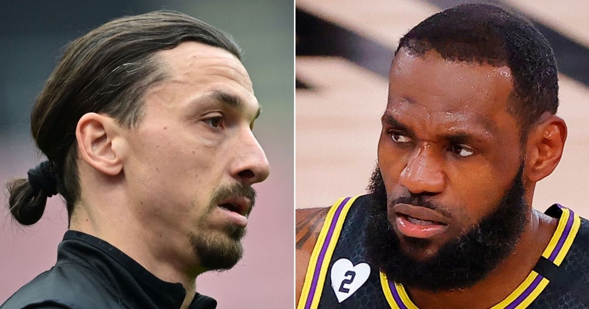 AC Milan's Zlatan Ibrahimovic, left, enjoys watching Los Angeles Lakers star LeBron James, right, play basketball but doesn't care for his political activism.