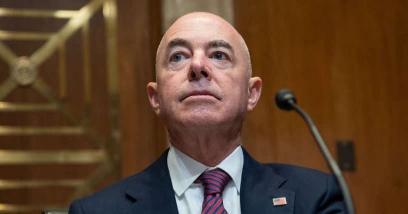 Secretary of Homeland Security Alejandro Mayorkas testifies during a Senate Appropriations Subcommittee on Homeland Security hearing on Capitol Hill in Washington, D.C., on Wednesday.