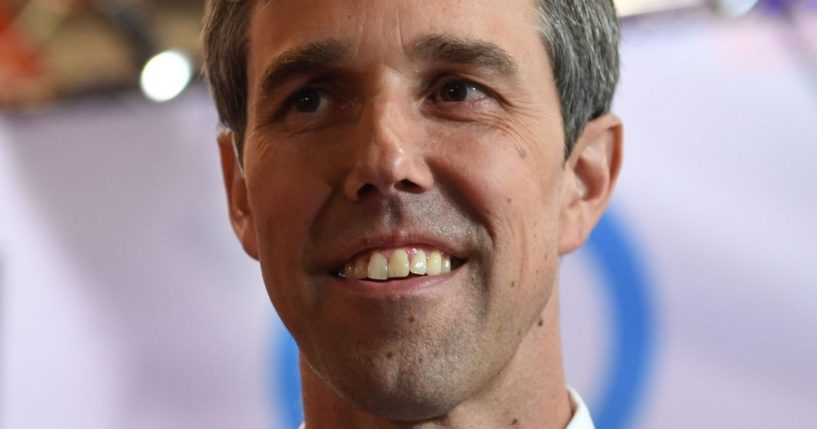 Former Texas Rep. Beto O'Rourke smiles in the spin room after the fourth Democratic primary debate of the 2020 presidential campaign season at Otterbein University in Westerville, Ohio, on Oct. 15, 2019.