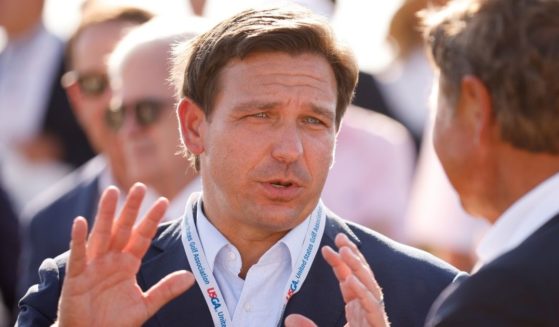 Florida Gov. Ron DeSantis attends the flag raising ceremony prior to The Walker Cup at Seminole Golf Club on Friday in Juno Beach, Florida.