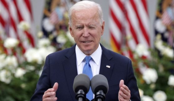 President Joe Biden delivers remarks on the COVID-19 response and vaccination program in the Rose Garden of the White House on Thursday in Washington, D.C.