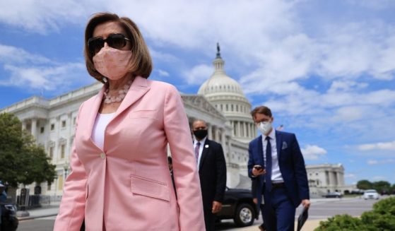 Speaker of the House California Democratic Nancy Pelosi arrives for a news conference on infrastructure outside the U.S. Capitol on Wednesday in Washington, D.C.