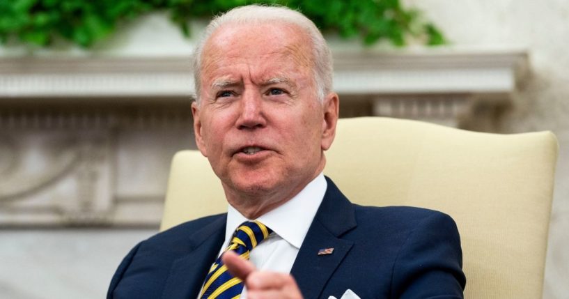 President Joe Biden meets with Israeli President Reuven Rivlin in the Oval Office in Washington, D.C., on Monday.