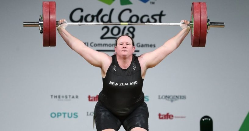 Laurel Hubbard of New Zealand, a man who identifies as a woman, competes in the women's +90kg final on day five of the Gold Coast 2018 Commonwealth Games at Carrara Sports and Leisure Centre on April 9, 2018, on the Gold Coast, Australia.