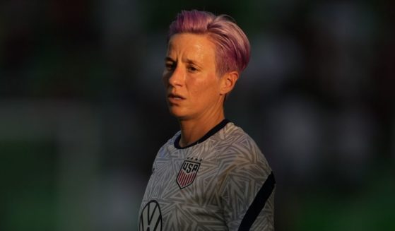 Megan Rapinoe of the United States women's national soccer team warms up before a game against Nigeria on June 16, 2021, in Austin, Texas.