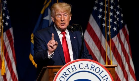 Former President Donald Trump addresses North Carolina Republicans on Saturday.