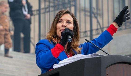 Idaho Lieutenant Governor Janice McGeachin speaks during a mask burning event at the Idaho Statehouse on March 6, in Boise, Idaho.