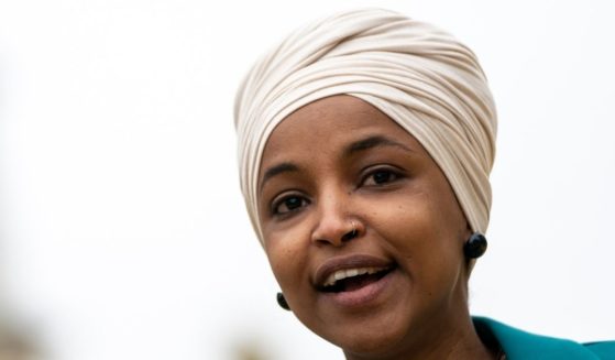 Minnesota Democratic Rep. Ilhan Omar speaks during a news conference at Black Lives Matter Plaza on April 9 in Washington, D.C.