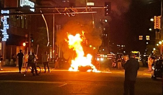 Protesters in Minneapolis early Friday.