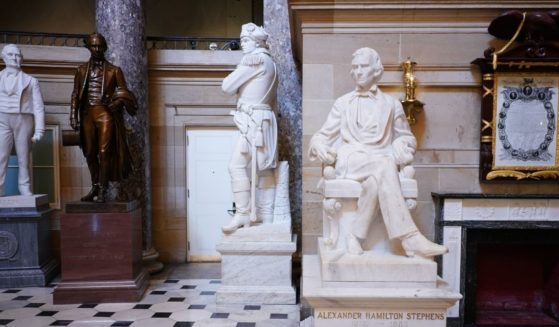 A statue of Alexander Hamilton Stephens, vice president of the Confederate States, is seen in Statuary Hall of the U.S. Capitol in Washington on June 11, 2020.