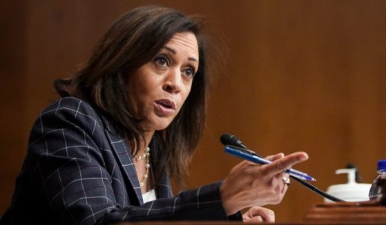 Then-Democratic California Sen. Kamala Harris speaks during the Senate Homeland Security and Governmental Affairs hearing in the Dirksen Senate Office Building on June 25, 2020, in Washington,D.C.