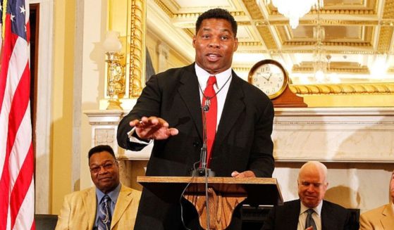 Herschel Walker, NFL great and former MMA Fighter, speaks at a news conference on April 26, 2016, in the Russell Senate Building in Washington, D.C.