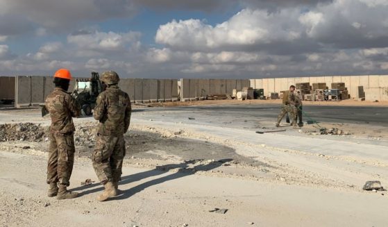 U.S. troops clear rubble at Ain al-Asad airbase in the western Iraqi province of Anbar on Jan. 13, 2020.