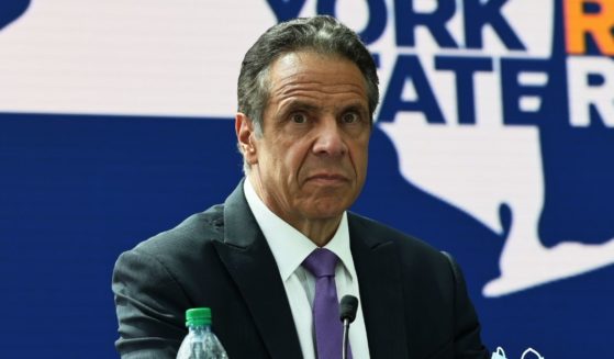 New York Gov. Andrew Cuomo takes questions from reporters during a news conference at the Javits Center in Manhattan on May 11, 2021, in New York City.