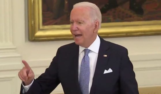 President Joe Biden responds to a question from Fox News White House correspondent Peter Doocy during a media briefing on Thursday.