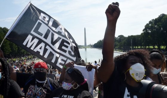 Black Lives Matter demonstrators gather at the Lincoln Memorial in Washington for a protest against racism and police brutality on Aug. 28.