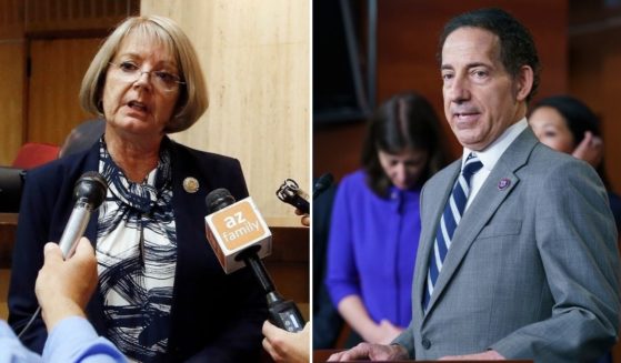 Democratic Reps. Jamie Raskin, right, and Carolyn Maloney issued a 13-page letter to Cyber Ninjas CEO Douglas Logan on Wednesday, requesting documents pertaining to the Maricopa County audit in Arizona, in which Arizona state Senate President Karen Fann, left, is largely involved.