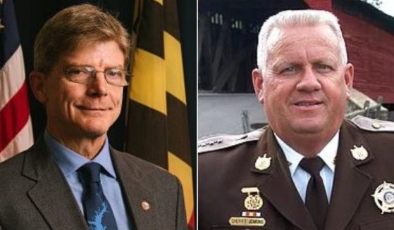 Frederick County, Maryland, Sheriff Chuck Jenkins, right, denounced the actions of Democratic County Councilman Kai Hagen, left.