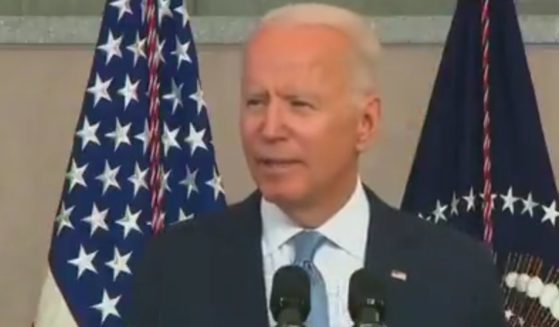 President Joe Biden speaks at the National Constitution Center in Philadelphia on Tuesday.