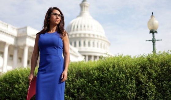 Rep. Lauren Boebert of Colorado waits for the beginning of a news conference in front of the U.S. Capitol on July 1, 2021, in Washington, D.C.